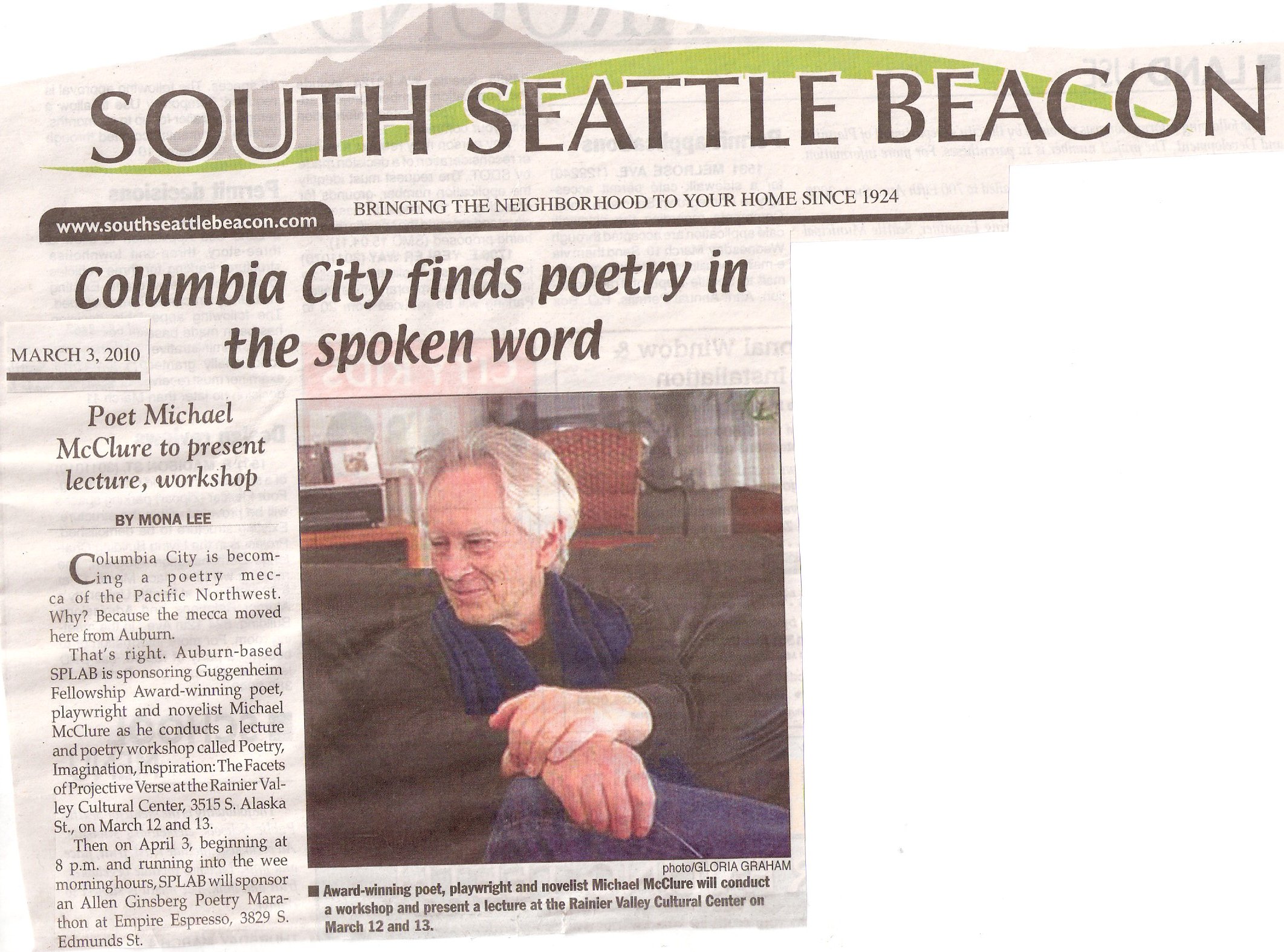 McClure news article, March 3, 2010 South Seattle Beacon