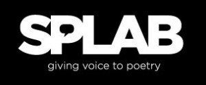 SPLAB giving voice to poetry white logo on black background