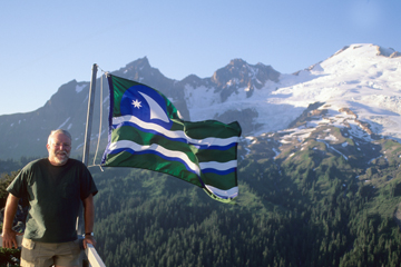 David McCloskey with Mt. Baker Flag