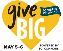 give BIG May 5-6 powered by 501 Commons logo