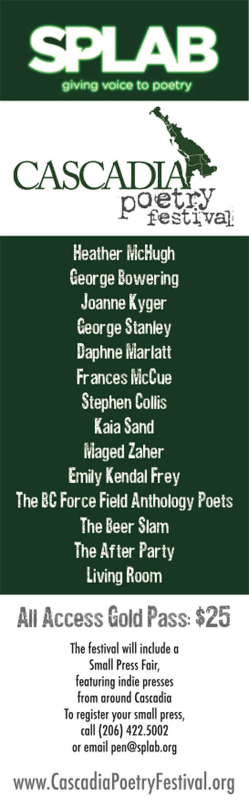 2014 Cascadia Poetry Festival bookmark