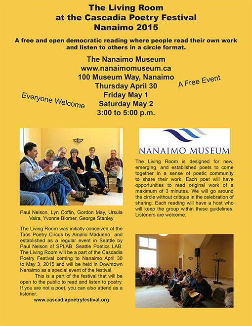 Cascadia Poetry Festival 2015 Event flyer The Living Room a reading