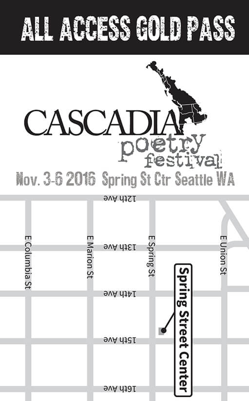 2016 Cascadia Poetry Festival Gold Pass black and white back