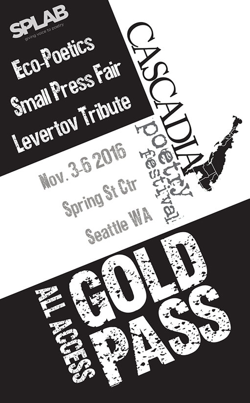 2016 Cascadia Poetry Festival Gold Pass front black and white