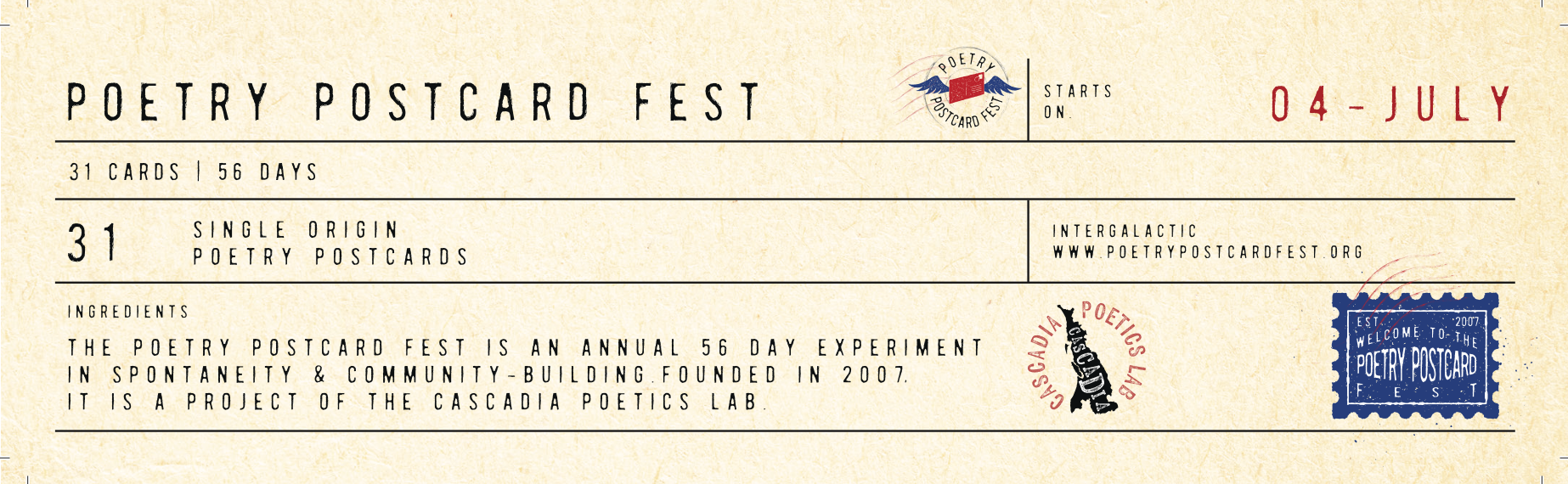 Postcard Fest bookmark